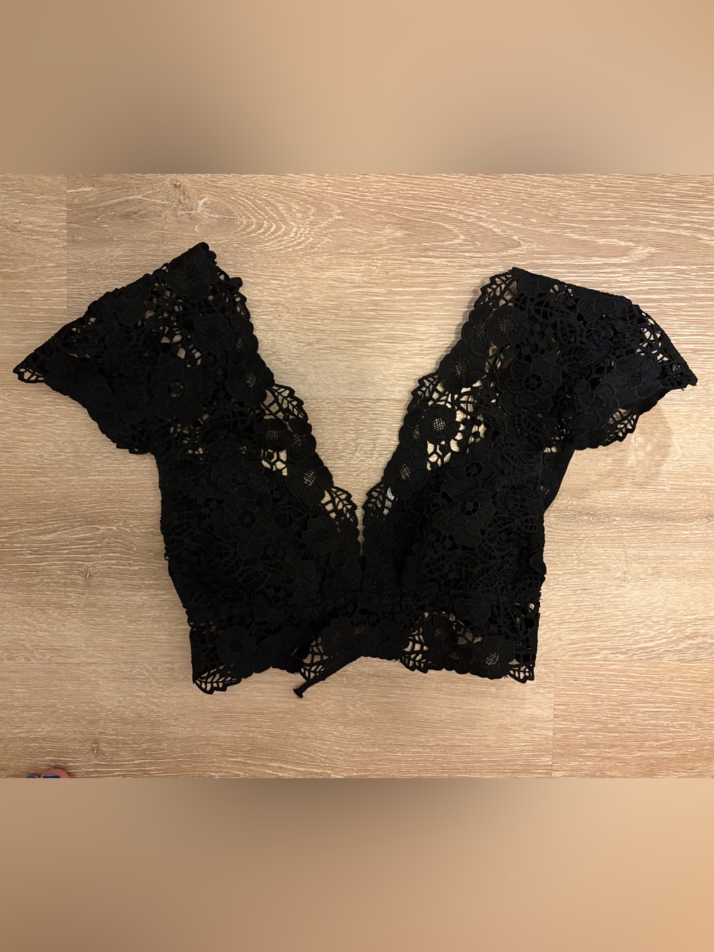 Anthropologie Black lace crop top